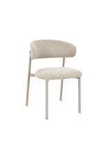 Damn LABEL51 Eetkamerstoel Kaito - Beige - Geweven - Beige Metalen Frame