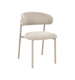 Damn LABEL51 Eetkamerstoel Kaito - Beige - Geweven - Beige Metalen Frame