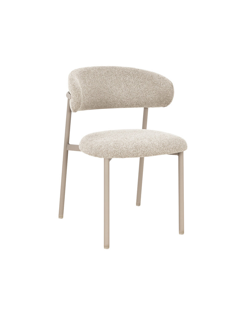 Damn LABEL51 Eetkamerstoel Kaito - Beige - Geweven - Beige Metalen Frame