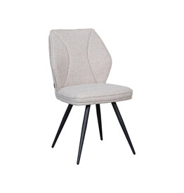 Damn LABEL51 Eetkamerstoel Silvain - Naturel - Boucle - Zwart Metalen Frame