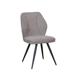 Damn LABEL51 Eetkamerstoel Silvain - Mushroom - Boucle - Zwart Metalen Frame