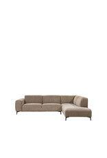 Damn LABEL51 Hoekbank Merido - Taupe Raven | Zwart Metaal - Velvet - Hoekbank Rechts