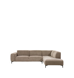 Damn LABEL51 Hoekbank Merido - Taupe Raven | Zwart Metaal - Velvet - Hoekbank Rechts