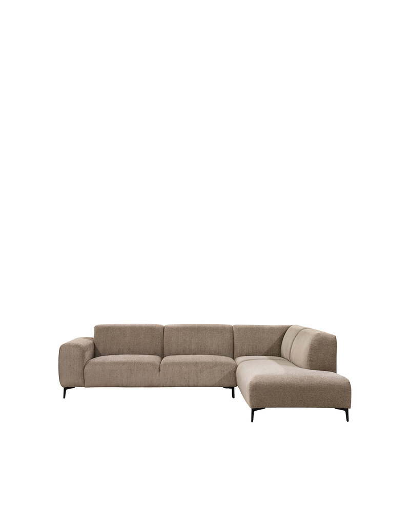 Damn LABEL51 Hoekbank Merido - Taupe Raven | Zwart Metaal - Velvet - Hoekbank Rechts