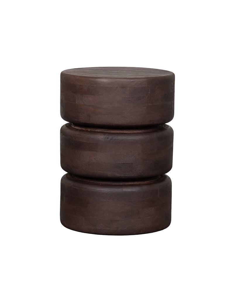 Damn LABEL51 Bijzettafel Milly - Espresso - Mangohout - 35 cm - Rond
