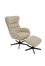 Damn LABEL51 Fauteuil Malmo - Naturel - Boucle - Incl. Hocker