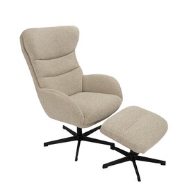 Damn LABEL51 Fauteuil Malmo - Naturel - Boucle - Incl. Hocker