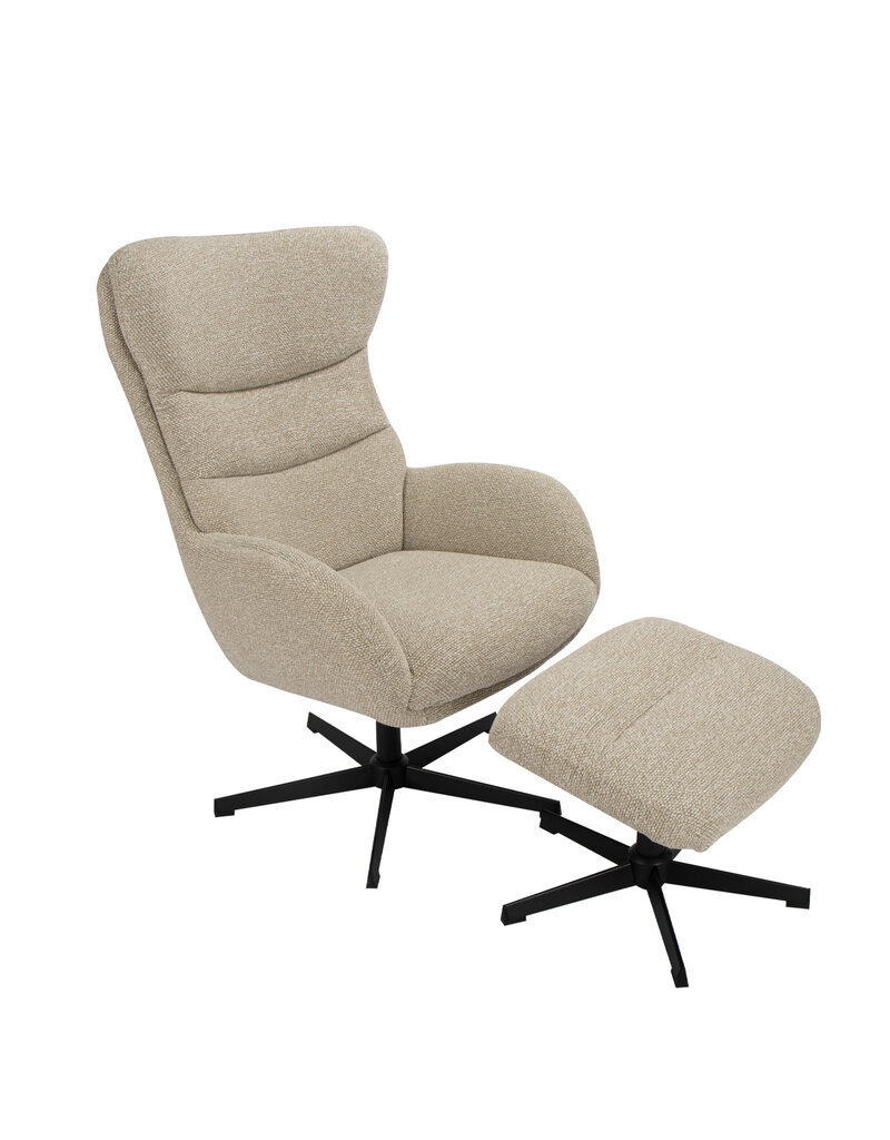 Damn LABEL51 Fauteuil Malmo - Naturel - Boucle - Incl. Hocker