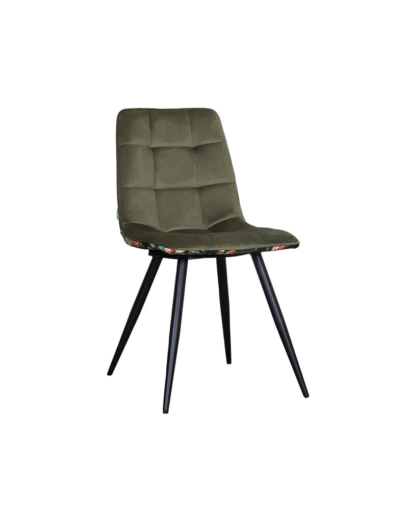 Damn LABEL51 Eetkamerstoel Bistro - Hunter - Velvet - Zwart Metalen Frame