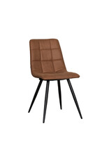 Damn LABEL51 Eetkamerstoel Bistro - Cognac - Kunstleder - Zwart Metalen Frame