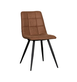 Damn LABEL51 Eetkamerstoel Bistro - Cognac - Kunstleder - Zwart Metalen Frame