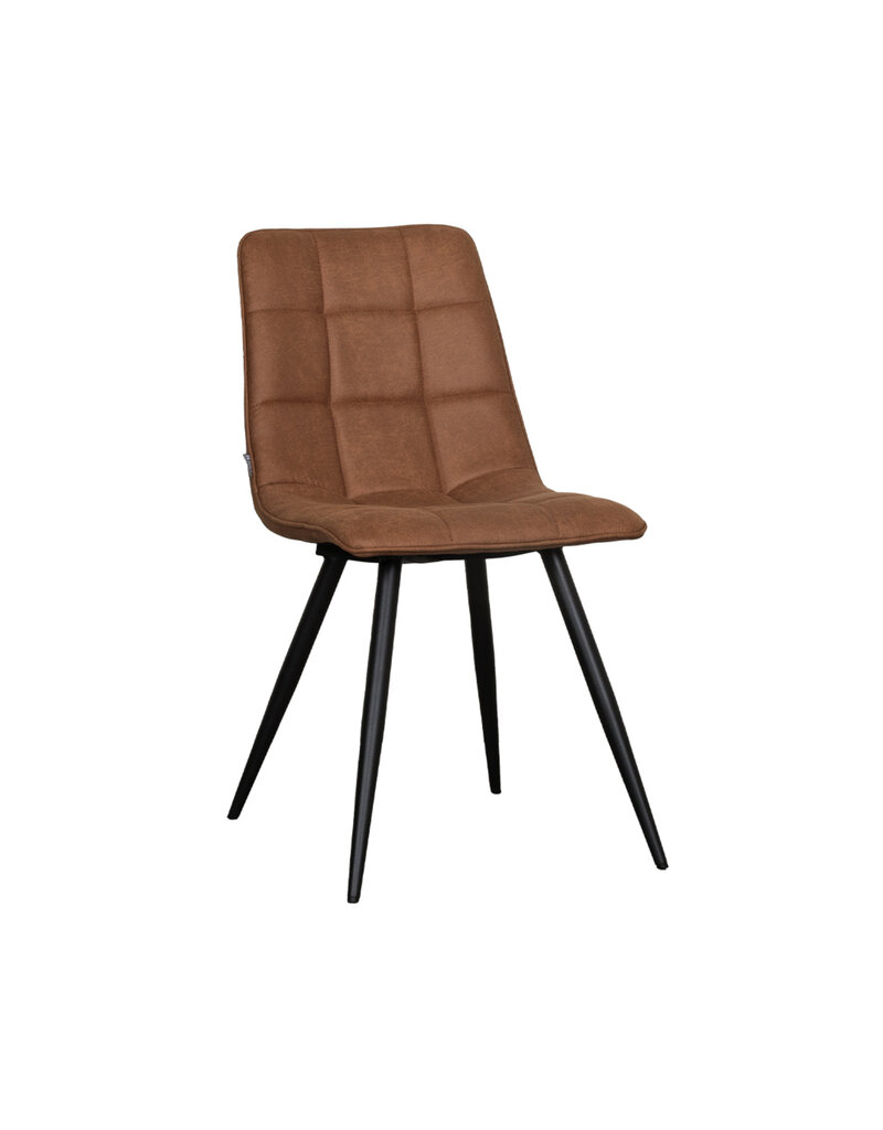 Damn LABEL51 Eetkamerstoel Bistro - Cognac - Kunstleder - Zwart Metalen Frame