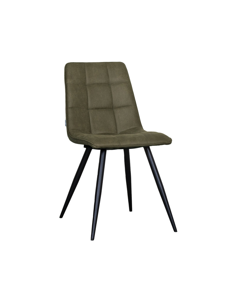 Damn LABEL51 Eetkamerstoel Bistro - Moss - Kunstleder - Zwart Metalen Frame