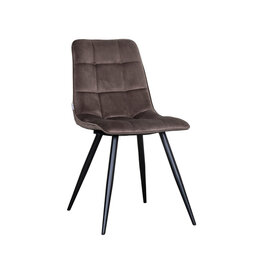 Damn LABEL51 Eetkamerstoel Bistro - Taupe - Velvet - Zwart Metalen Frame