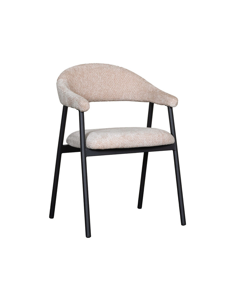 Damn LABEL51 Eetkamerstoel Amaze - Clay - Chenille - Zwart Metalen Frame