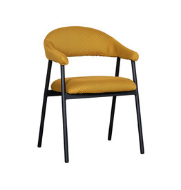Damn LABEL51 Eetkamerstoel Amaze - Oker - Geweven - Zwart Metalen Frame