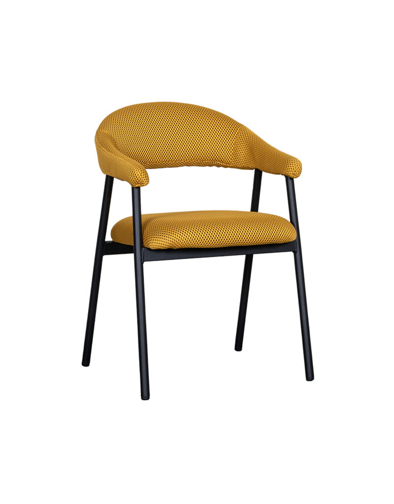 Damn LABEL51 Eetkamerstoel Amaze - Oker - Geweven - Zwart Metalen Frame