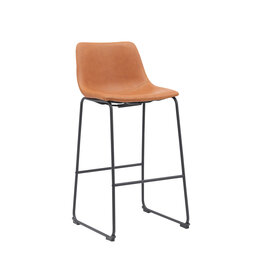 Damn LABEL51 Barkruk Risto - Cognac - Kunstleder - Hoog