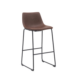 Damn LABEL51 Barkruk Risto - Bruin - Kunstleder - Hoog