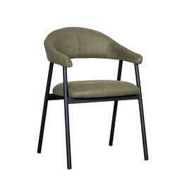 Damn LABEL51 Eetkamerstoel Amaze - Moss - Kunstleder - Zwart Metalen Frame