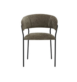 Damn LABEL51 Eetkamerstoel Luuk - Hunter - Chenille - Zwart Metalen Frame