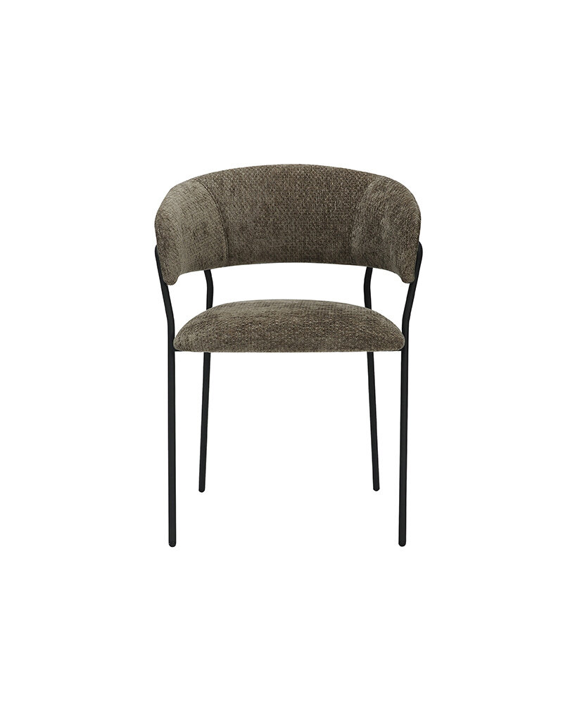 Damn LABEL51 Eetkamerstoel Luuk - Hunter - Chenille - Zwart Metalen Frame