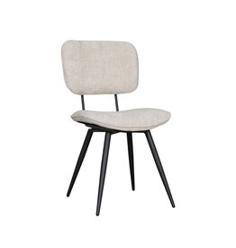 Damn LABEL51 Eetkamerstoel Liva - Naturel - Chenille - Zwart Metalen Frame