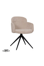 Damn LABEL51 Eetkamerstoel Levi - Clay - Chenille - Zwart Metalen Frame