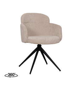 Damn LABEL51 Eetkamerstoel Levi - Clay - Chenille - Zwart Metalen Frame