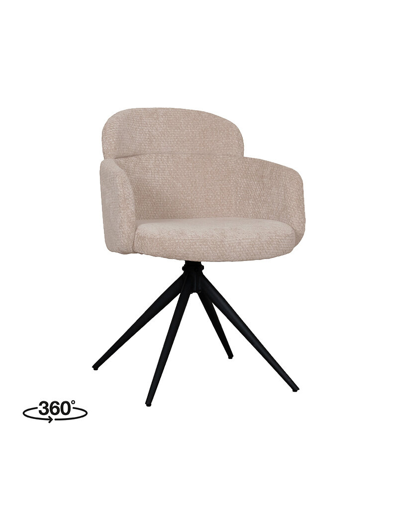 Damn LABEL51 Eetkamerstoel Levi - Clay - Chenille - Zwart Metalen Frame