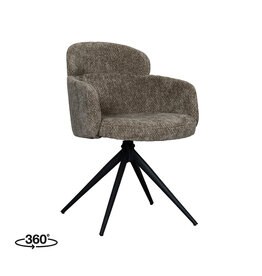 Damn LABEL51 Eetkamerstoel Levi - Hunter - Chenille - Zwart Metalen Frame