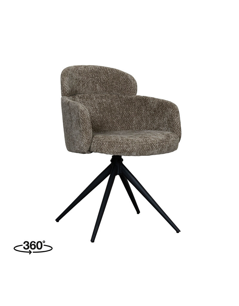 Damn LABEL51 Eetkamerstoel Levi - Hunter - Chenille - Zwart Metalen Frame