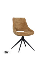 Damn LABEL51 Eetkamerstoel Marlow - Mustard - Chenille - Zwart Metalen Frame