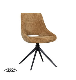 Damn LABEL51 Eetkamerstoel Marlow - Mustard - Chenille - Zwart Metalen Frame