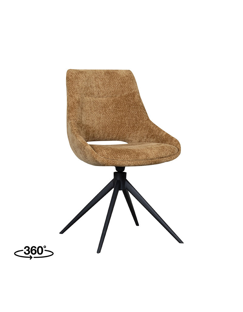 Damn LABEL51 Eetkamerstoel Marlow - Mustard - Chenille - Zwart Metalen Frame