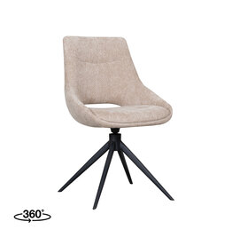 Damn LABEL51 Eetkamerstoel Marlow - Clay - Chenille - Zwart Metalen Frame