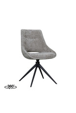 Damn LABEL51 Eetkamerstoel Marlow - Stone - Chenille - Zwart Metalen Frame