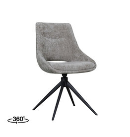 Damn LABEL51 Eetkamerstoel Marlow - Stone - Chenille - Zwart Metalen Frame