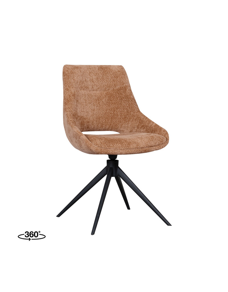 Damn LABEL51 Eetkamerstoel Marlow - Cognac - Chenille - Zwart Metalen Frame