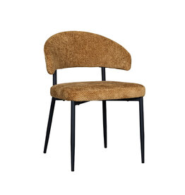 Damn LABEL51 Eetkamerstoel Bliss - Mustard - Chenille - Zwart Metalen Frame