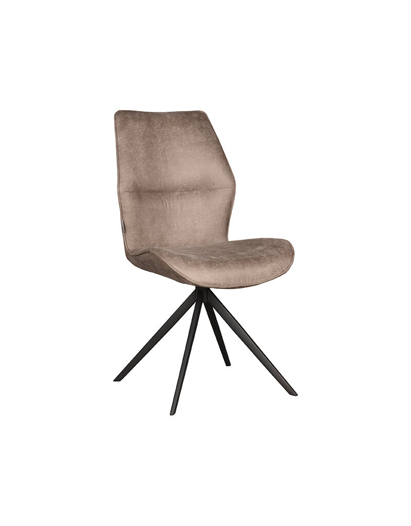 Damn LABEL51 Eetkamerstoel Comfy - Taupe - Kunstleder - Zwart Metalen Frame