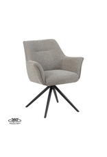 Damn LABEL51 Eetkamerstoel Kimora - Mushroom - Royal Boucle - Zwart Metalen Frame