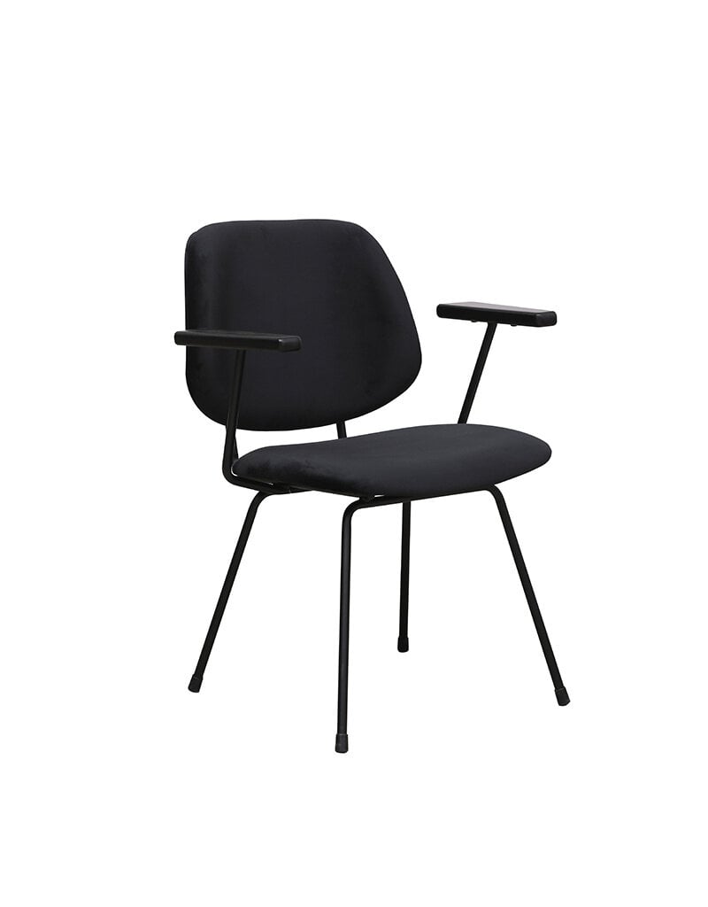 Damn LABEL51 Eetkamerstoel Gastron - Zwart - Fluweel - Zwart Metalen Frame