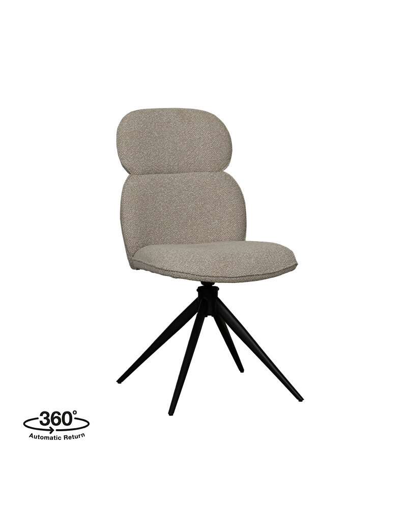 Damn LABEL51 Eetkamerstoel Finn - Naturel - Royal Boucle - Zwart Metalen Frame