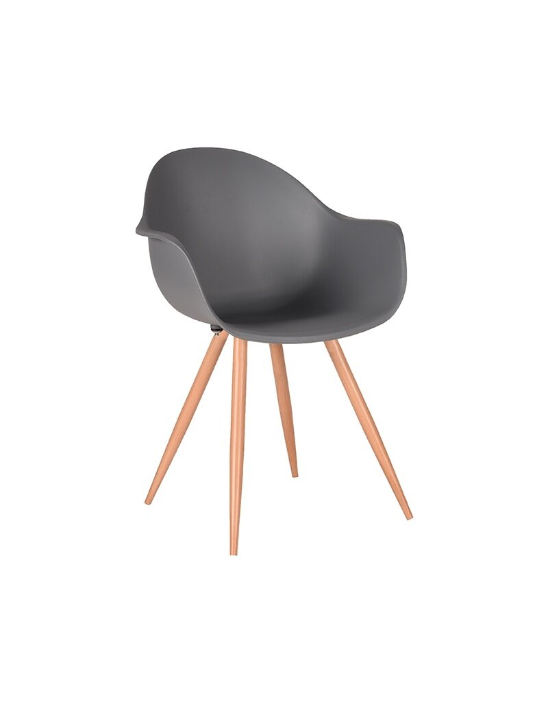 Damn LABEL51 Eetkamerstoel Parma - Antraciet - PP - Naturel Houtlook Frame