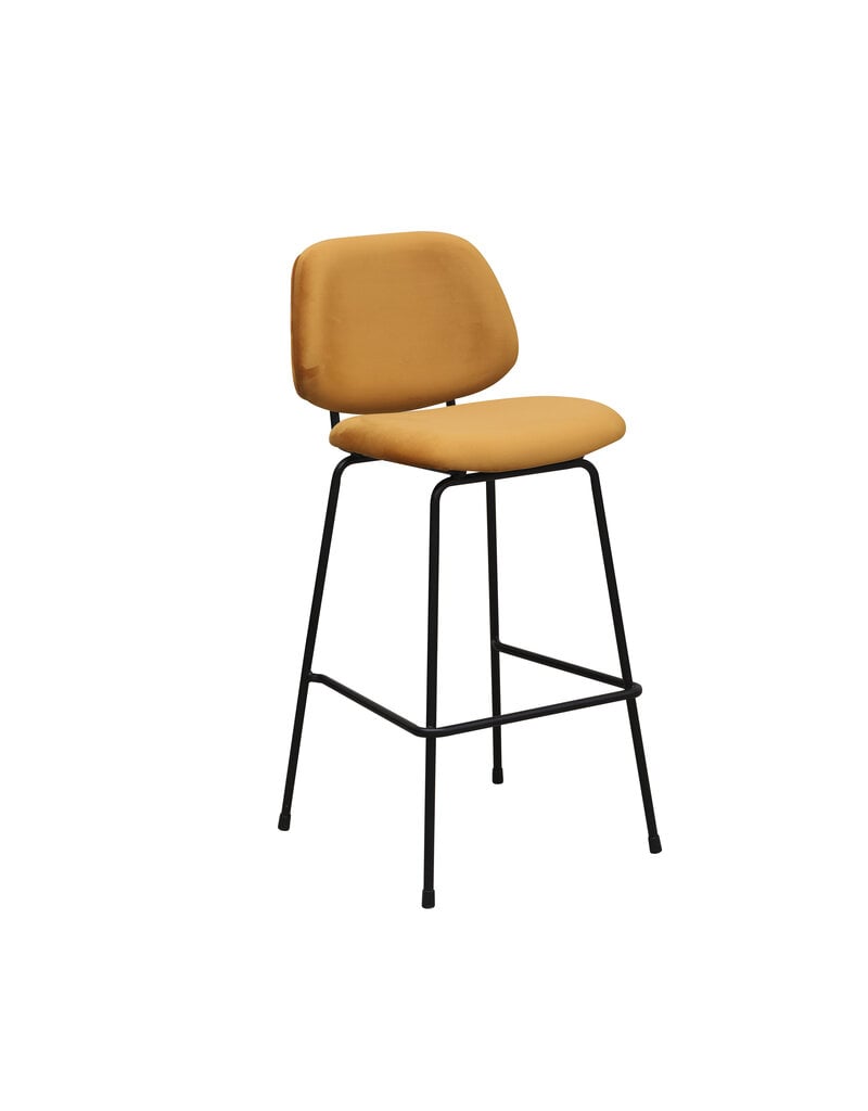 Damn LABEL51 Barkruk Bello - Oker - Fluweel - Hoog