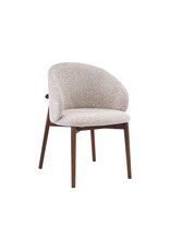 Damn LABEL51 Eetkamerstoel Nagano - Beige - Geweven - Walnoot Houten Frame