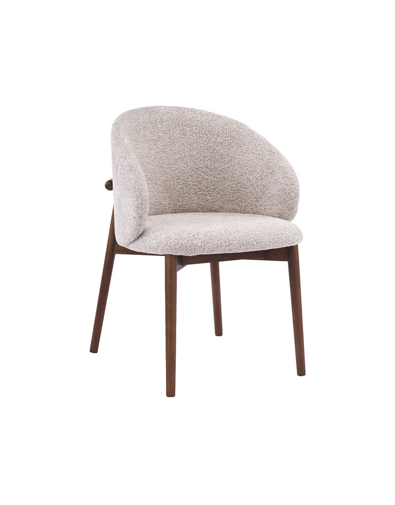 Damn LABEL51 Eetkamerstoel Nagano - Beige - Geweven - Walnoot Houten Frame