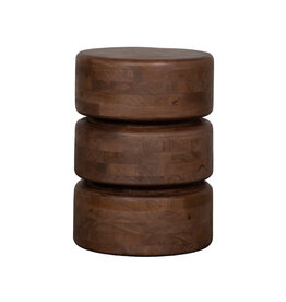 Damn LABEL51 Bijzettafel Milly - Nature Smooth - Mangohout - 35 cm - Rond
