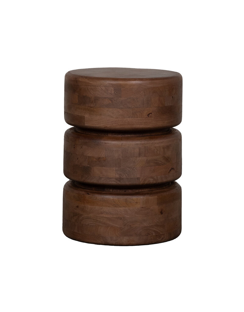 Damn LABEL51 Bijzettafel Milly - Nature Smooth - Mangohout - 35 cm - Rond